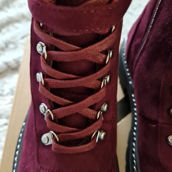 Charlotte Russe Maroon Suede Combat Boots Sz 8 - Picture 4 of 10